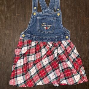 Tommy Hilfiger Denim and Plaid Skirt Overalls - Toddler Size 4